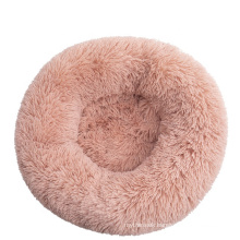 Best selling Cozy Round Faux Fur Donut Pet Dog Cat Cushion Bed Plush Dog Pet Cat Bed